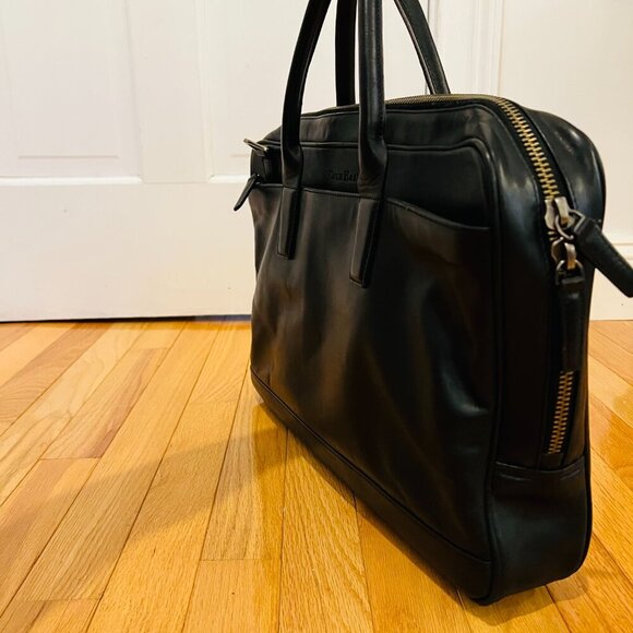 Cole Haan Black Leather Briefcase Messenger Bag - Picture 5 of 16